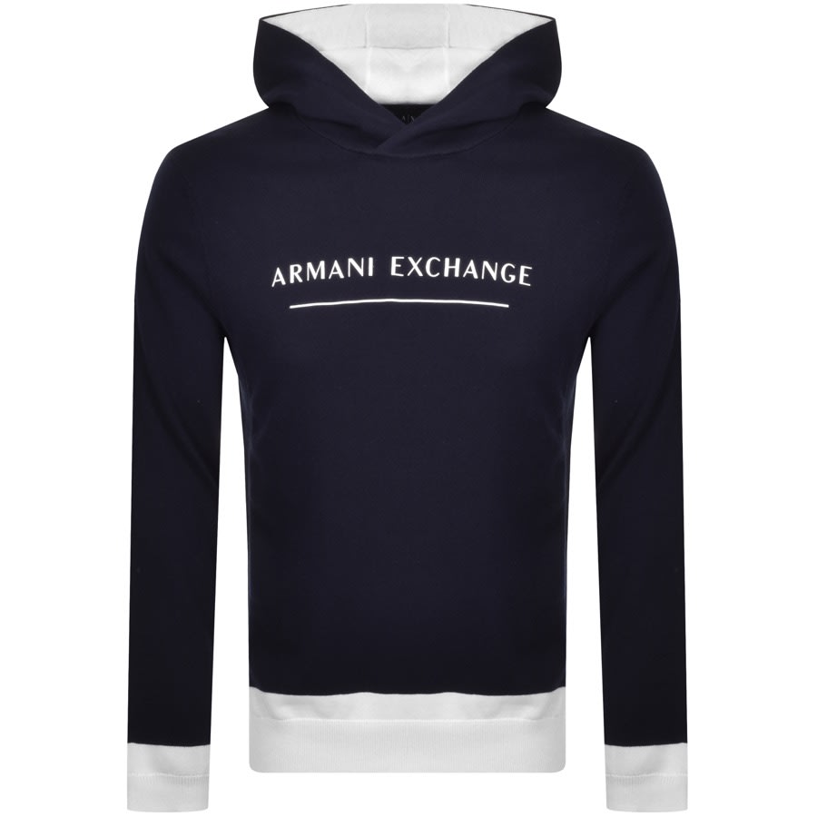 Alternative Image for ProductArmani Exchange Knit Logo Hoodie Navy1
